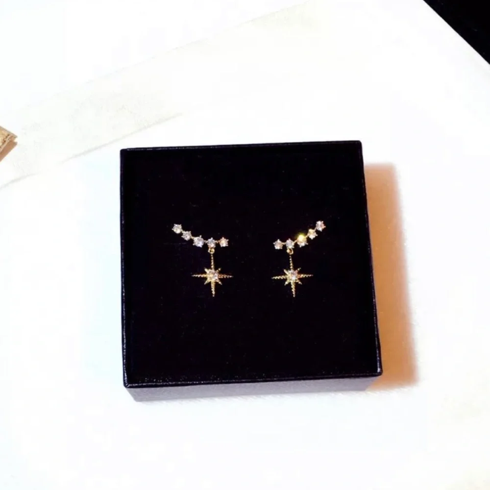 New Star of Bethlehem Sterling Silver & 10k Gold Stud Ear Crawler Earrings